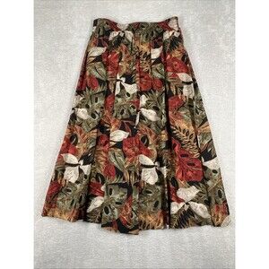 Alfred Dunner Pull-on A-Line Midi Skirt Size 12 P Petite Leaves Pockets Modest